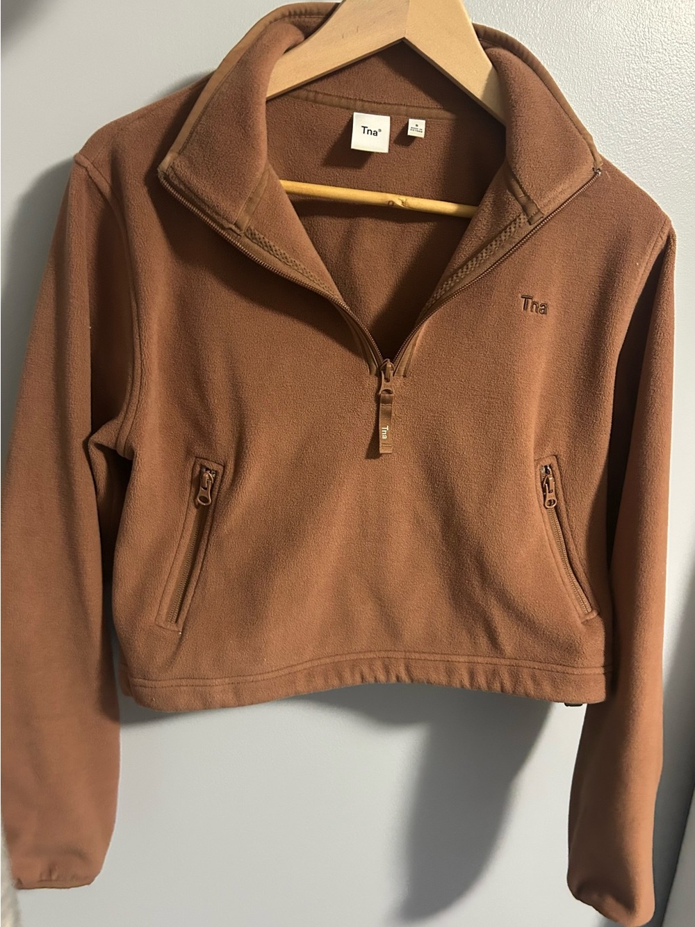 Aritzia Brown Quarter-Zip Fleece Pullover